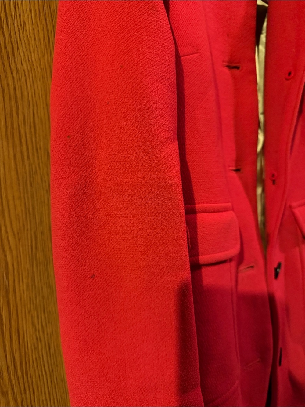J. Crew Bright Red Wool Pea Coat with Flap Pockets - Picture 8 of 9